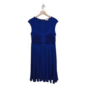 Calvin Klein Royal Blue Ruched Pleated Cocktail Dress Sz 10